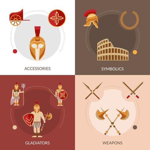 Gladiator Flat Set vector