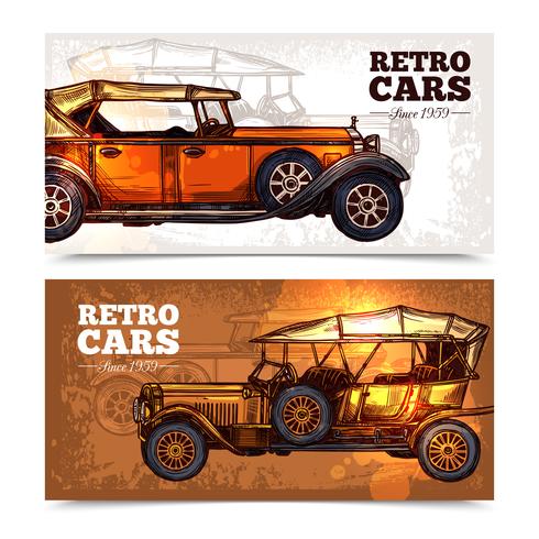 Conjunto de banners de coches retro vector