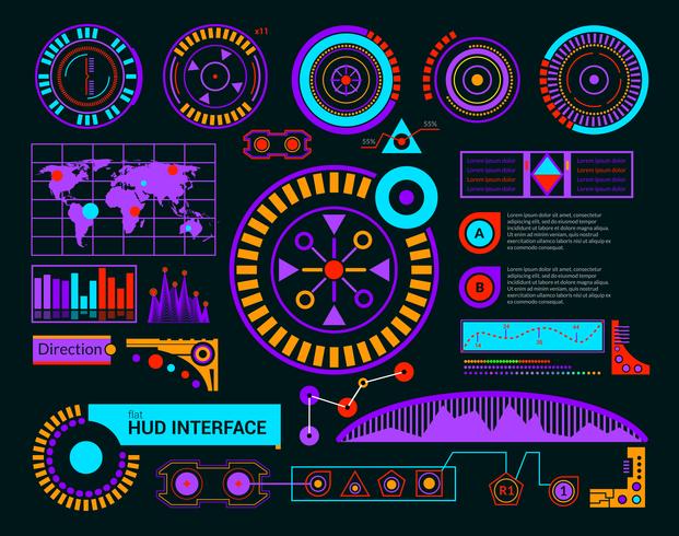 interfaz hud negro vector