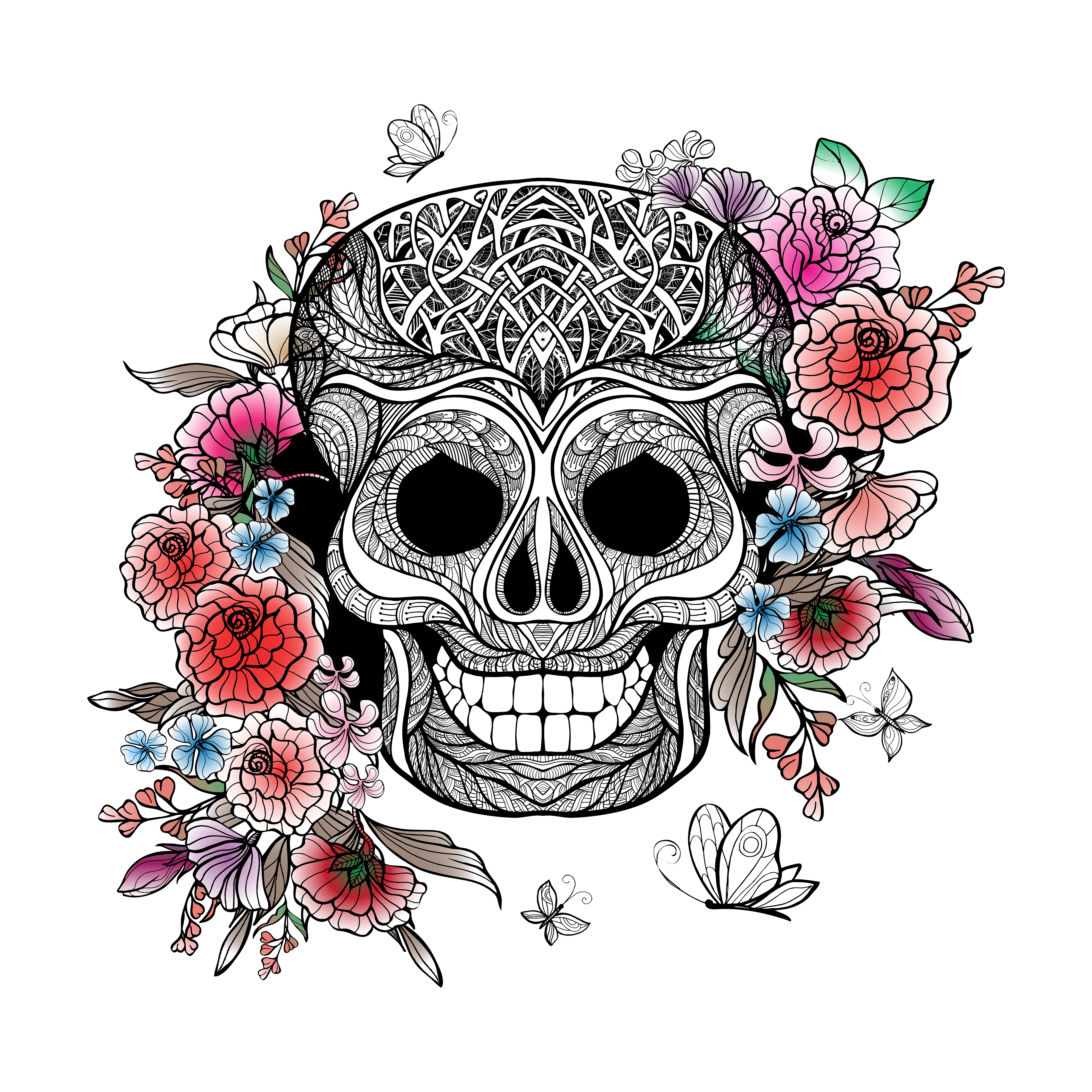 Free Free 297 Flower Skull Svg SVG PNG EPS DXF File