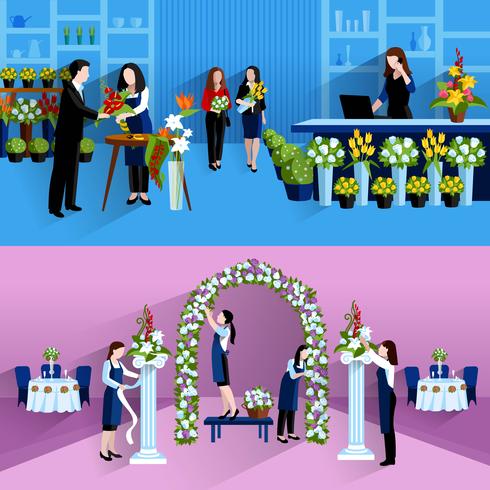 Flowers bouquet arrangement florist service composition  vector