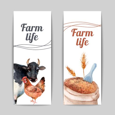 Farm life vertical flat banners set vector