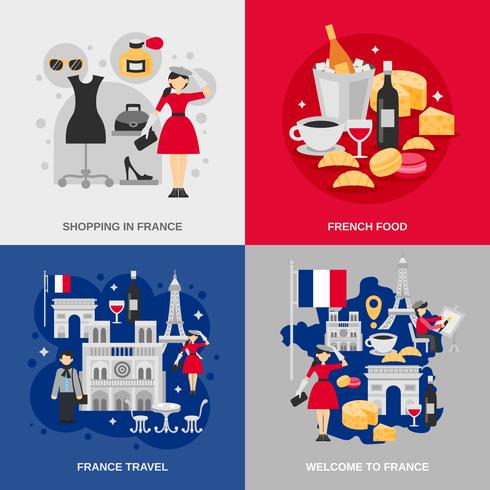 France Flat Set vector