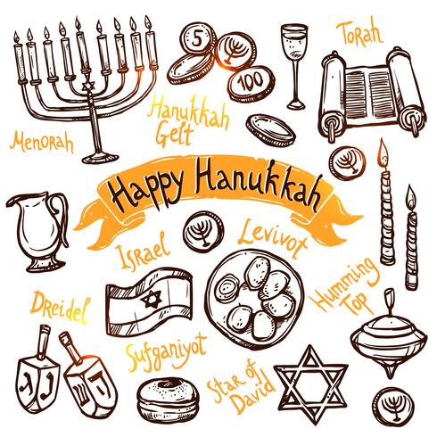 Hanukkah Doodle Set vector