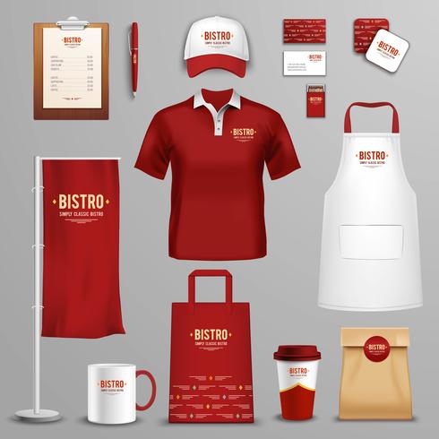 Restaurante café conjunto de iconos de identidad corporativa vector