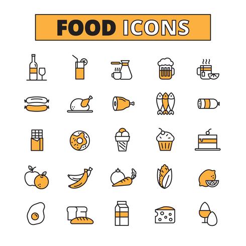 Food And Drink Line Icons Set  vector