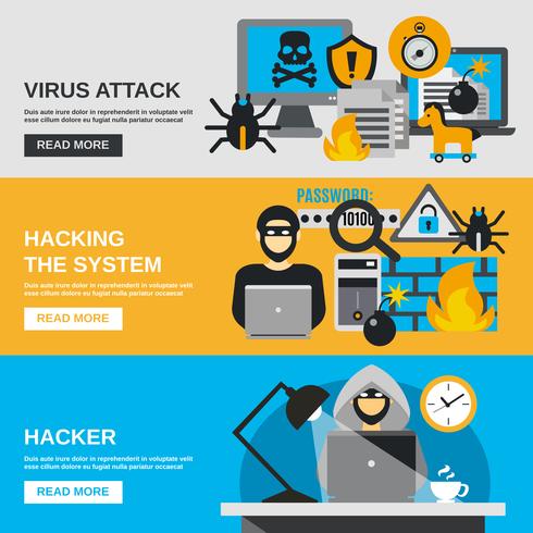 conjunto de banners de hackers vector