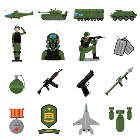 Conjunto de iconos del ejército vector