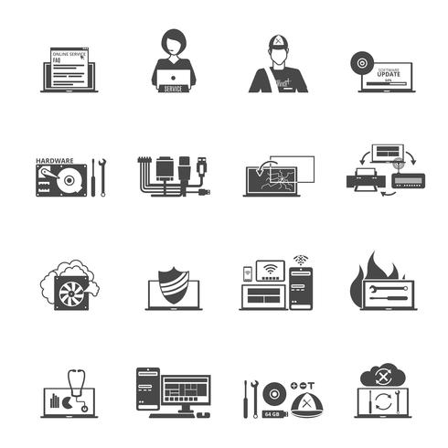 Conjunto de iconos de servicio informático vector