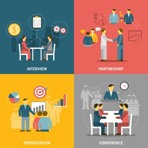 Business Meeting  Flat Icons Composition vector