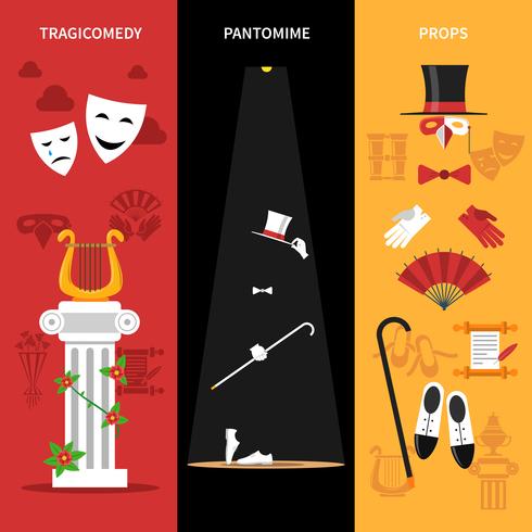 Conjunto de Banners de rendimiento de teatro vector