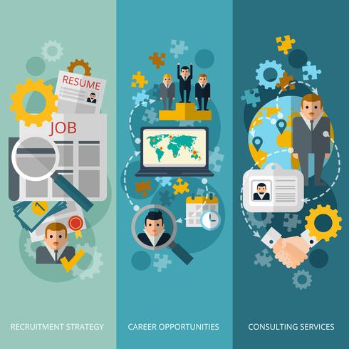 Human resources flat banners set vector