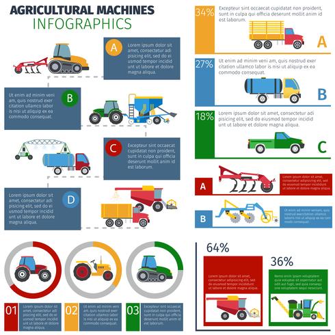 Conjunto de infografía de máquinas agrícolas vector