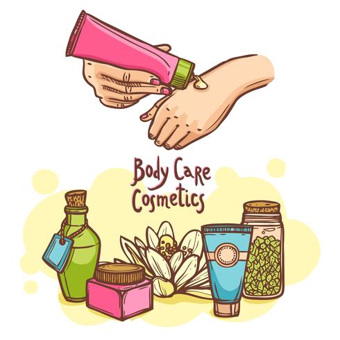 Body care cosmetics products ad poster vector