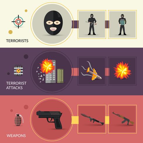 Terrorism Banners Set vector