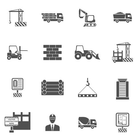 Iconos de construcción plana vector