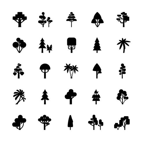 Tree Set Black And White vector