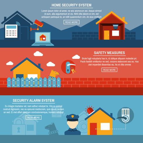 Home security interactive flat  banners set vector