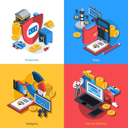 Financial Isometric Set vector