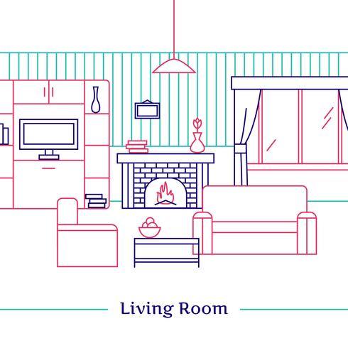 Living Room Line Design vector