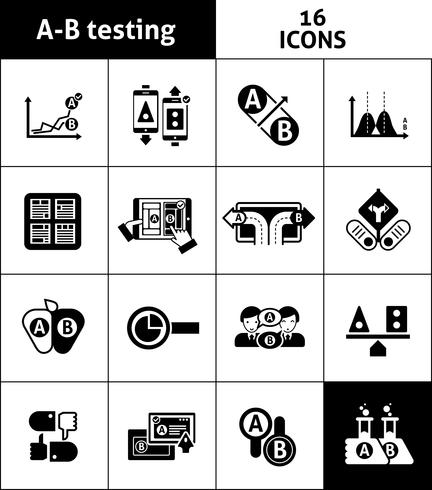 Ab pruebas iconos negro vector