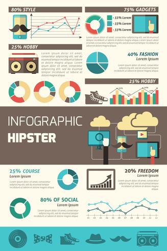 Conjunto de infografías de hipster vector