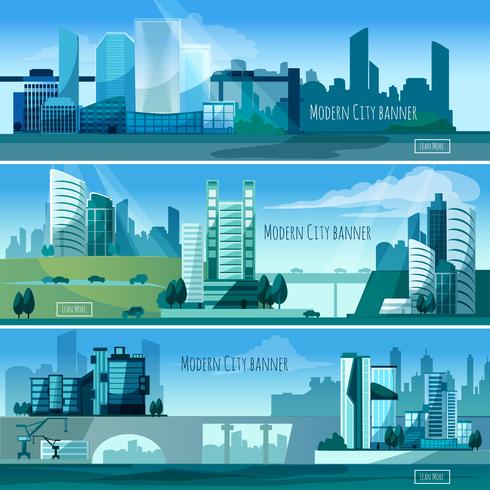 Banners de paisajes urbanos modernos vector