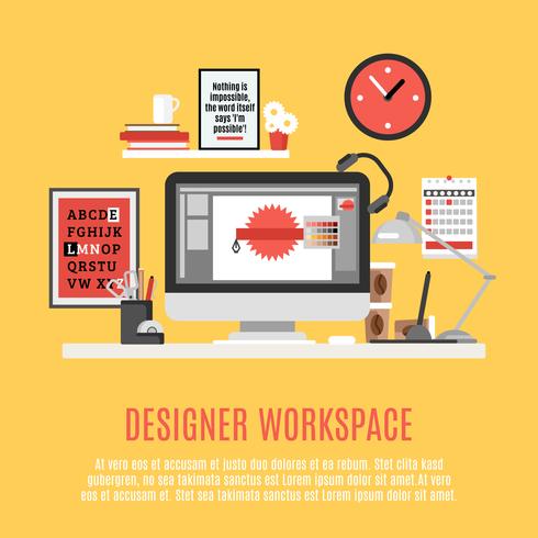 Designer Workspace Illustration vector