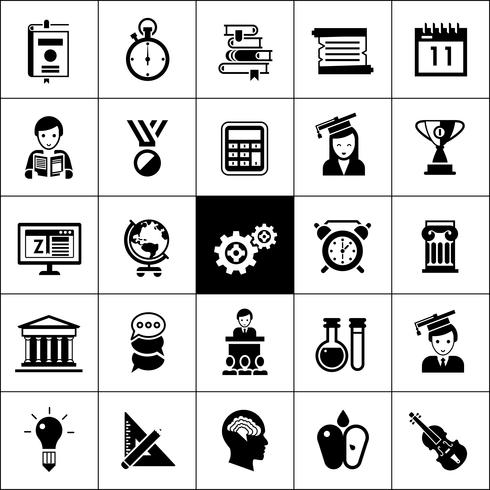 Iconos de la universidad negro vector