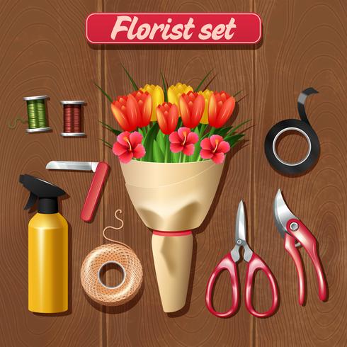 Set de accesorios de floristería vector