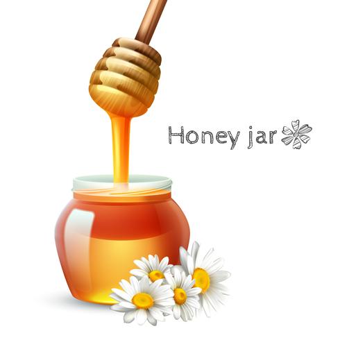 Honey Stick And Jar vector