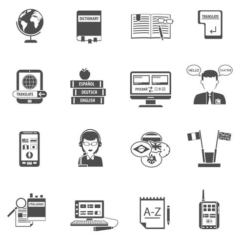 Multilanguage Translator Flat Icon Set vector