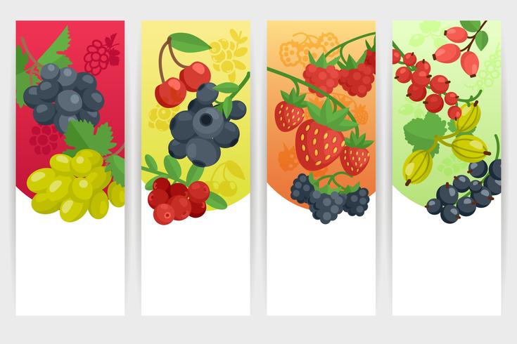 Berries Color Banners Set vector
