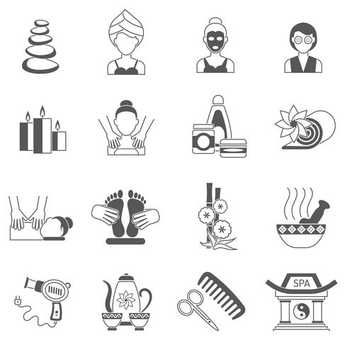 Spa Icons Black Set vector