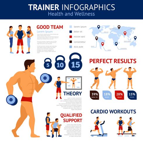 Conjunto de infografías de entrenador vector