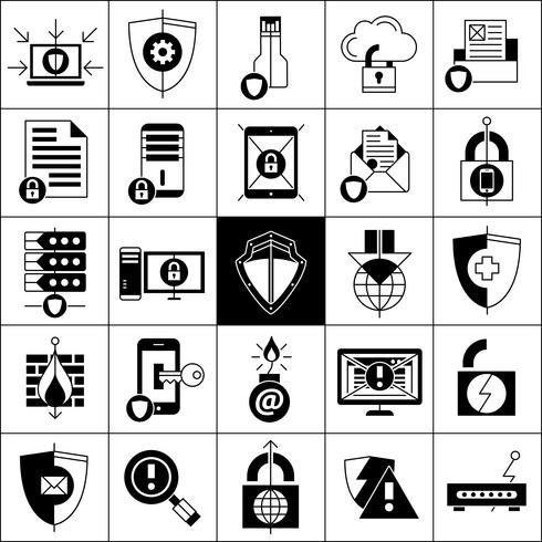 Conjunto de iconos de protección de datos vector