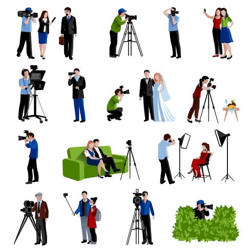 Photographer And Videographer Icons Set vector