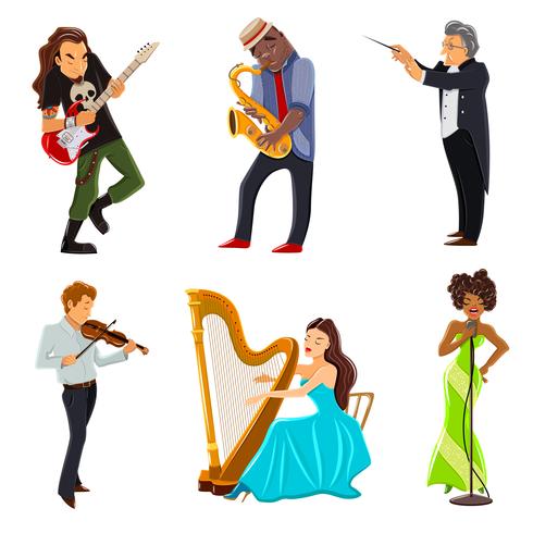 Conjunto de iconos planos de músicos vector