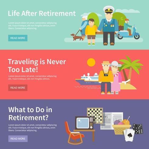 Pensioners Life Banner Set vector