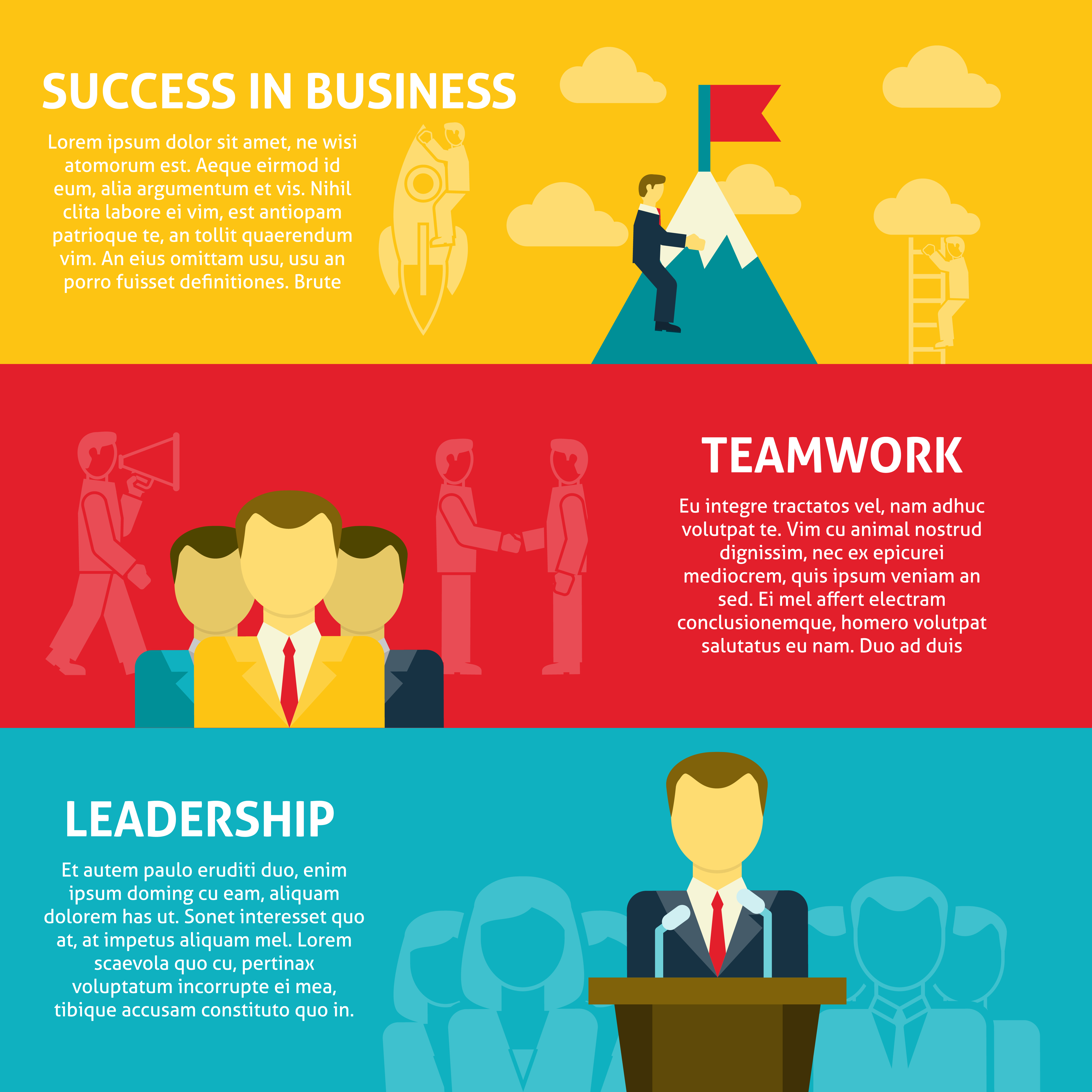 Leadership Horizontal Banners Set Download Free Vectors Clipart