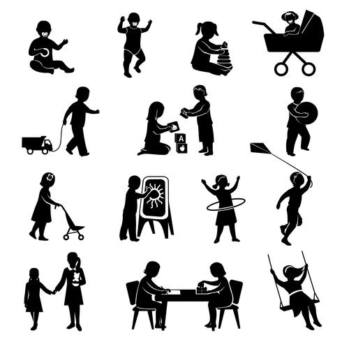 Children Black Set vector