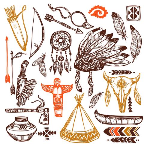 Native Americans Set vector