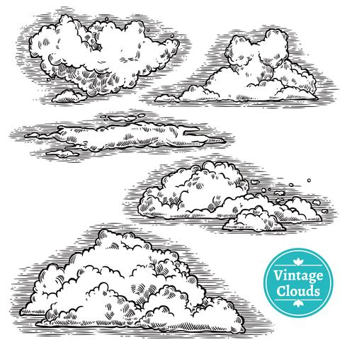 Conjunto de nubes dibujadas a mano vector