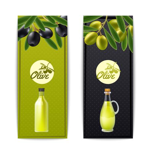 Conjunto de banners verticales de aceite de oliva. vector