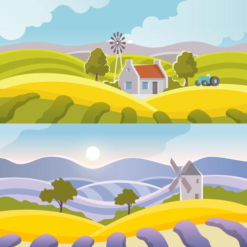 Banner de paisaje rural vector