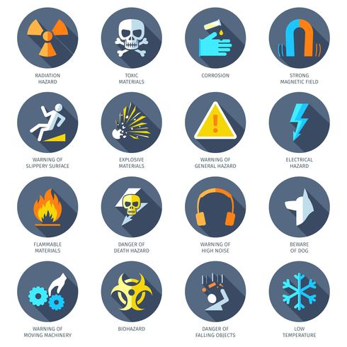 Hazard Icons Flat vector