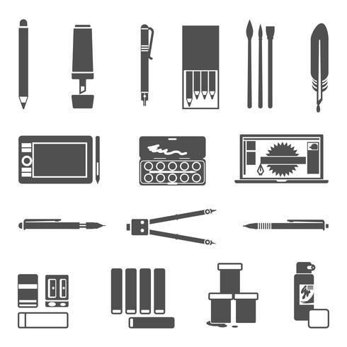 Conjunto de iconos de herramientas de dibujo vector