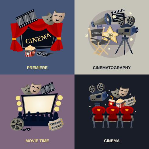 Set de cine plano vector