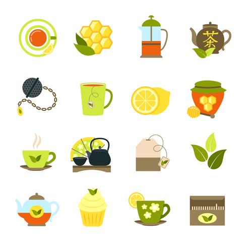 Conjunto de iconos de té vector