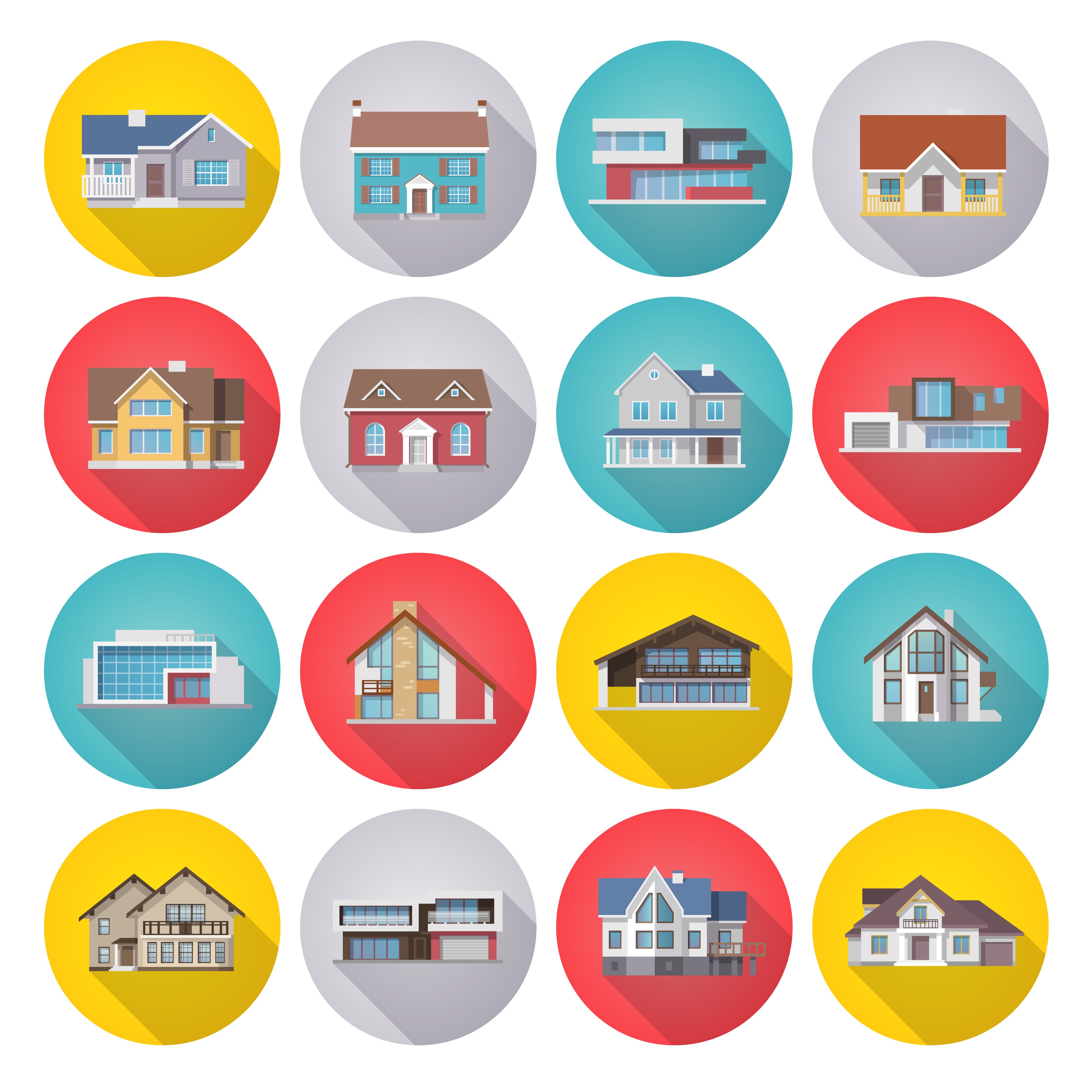 House Icons Flat Set 469041 Vector Art at Vecteezy